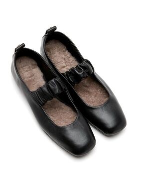 New La Canadienne Gracie Shearling Lined Leather Mary Jane Flat Sz 9.5